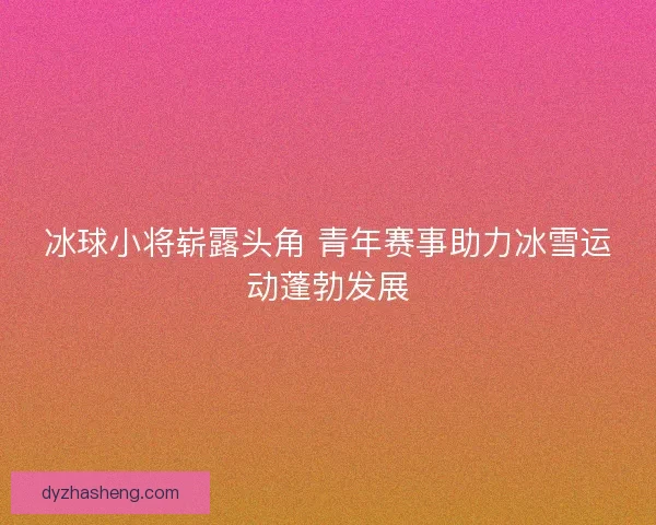 冰球小将崭露头角 青年赛事助力冰雪运动蓬勃发展